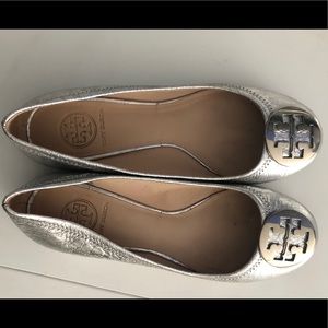 Tory Burch silver ballet flats